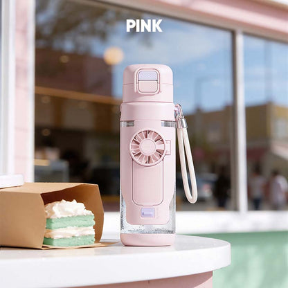 Portable 2-in-1 Water Bottle with Mini Fan – Stay Cool & Hydrated Anywhere