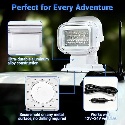 50W Remote Control 360° Rotating LED Searchlight