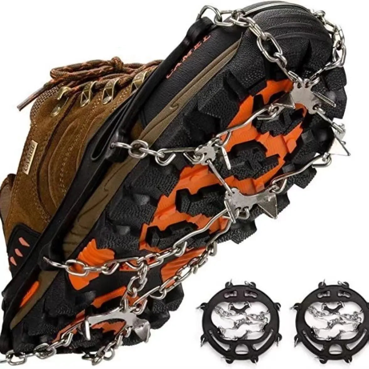 TYII™ 8-Spike Ice Cleats for Shoes – Non-Slip Snow Grips with Stainless Steel Chains for Winter Walking & Hiking