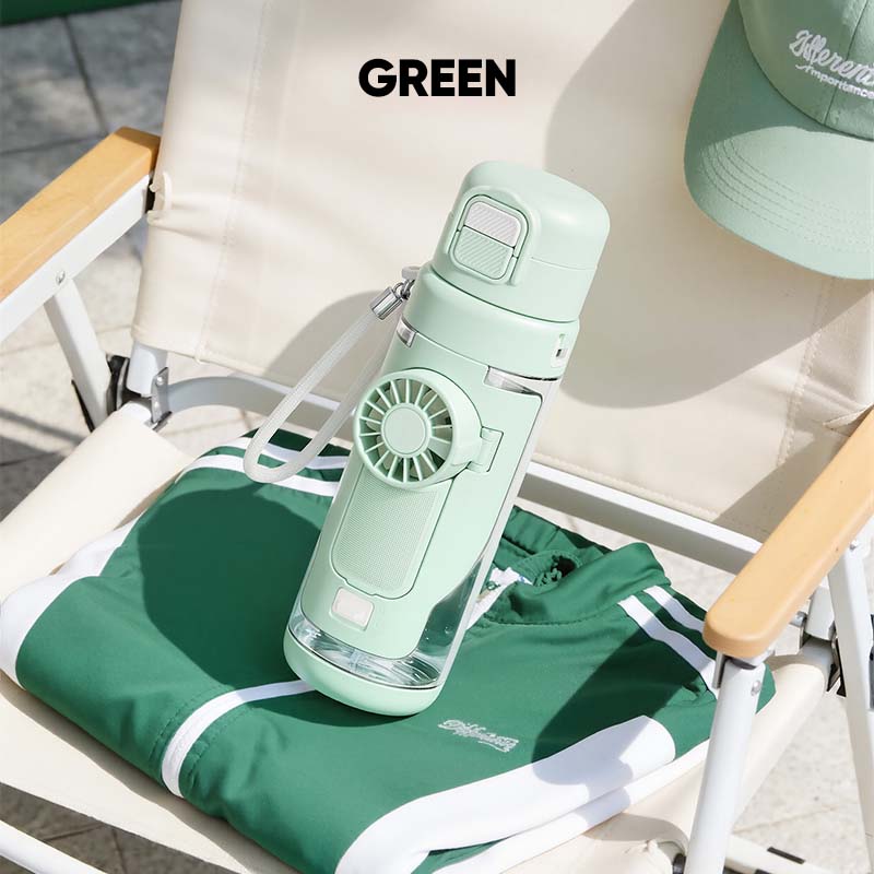 Portable 2-in-1 Water Bottle with Mini Fan – Stay Cool & Hydrated Anywhere
