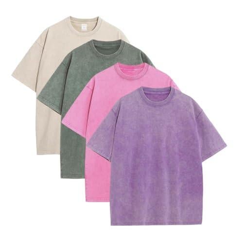 Vintage Acid Wash Heavyweight T-Shirt – 100% Cotton Oversized Tee for Men & Women