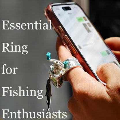 💍Lure reel pendant and ring combo set - rotating arm, suitable as a fishing ornament and gift🎁