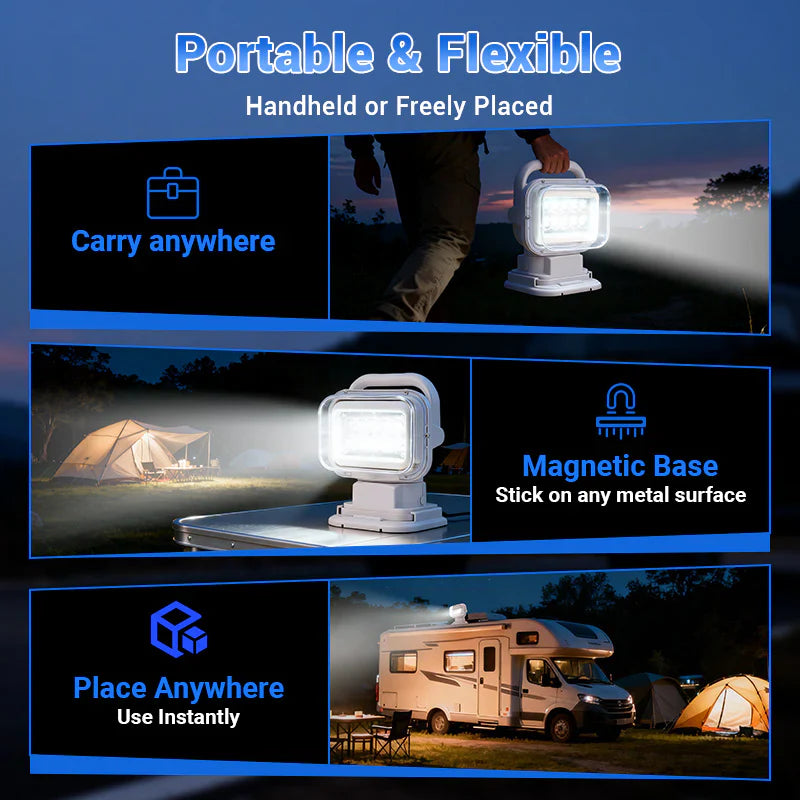 50W Remote Control 360° Rotating LED Searchlight