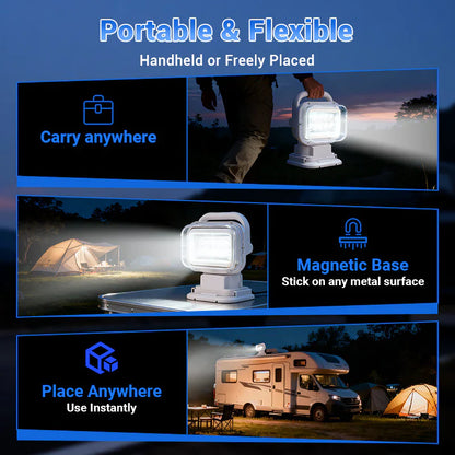 50W Remote Control 360° Rotating LED Searchlight