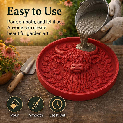 🐮Highland Cow Garden Art Stepping Stone Mold