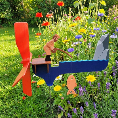 🎣 Fisherman Wind Spinner Garden Decor