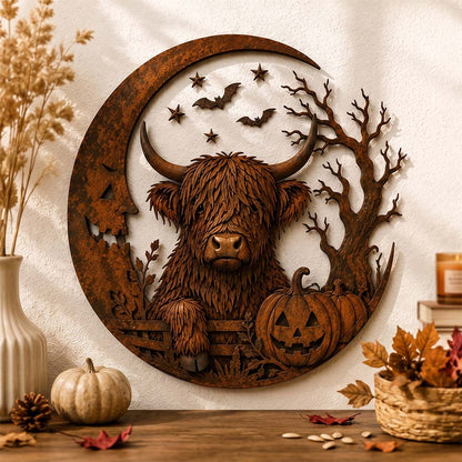 🎃🐮Halloween Highland Cow Wall Decor