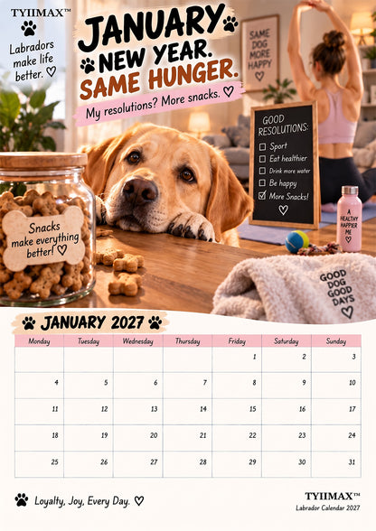 TYIIMAX™ Labrador Calendar 2027 – Funny 12-Month Wall Calendar for Labrador Lovers & Dog Owners