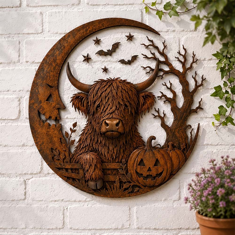 🎃🐮Halloween Highland Cow Wall Decor