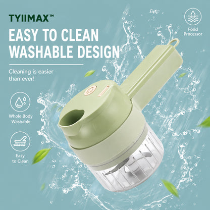 TYIIMAX™ 4-in-1 Rechargeable Food Chopper – 1200mAh Cordless Food Processor with 40W Motor, Slicer & Chopper Blades