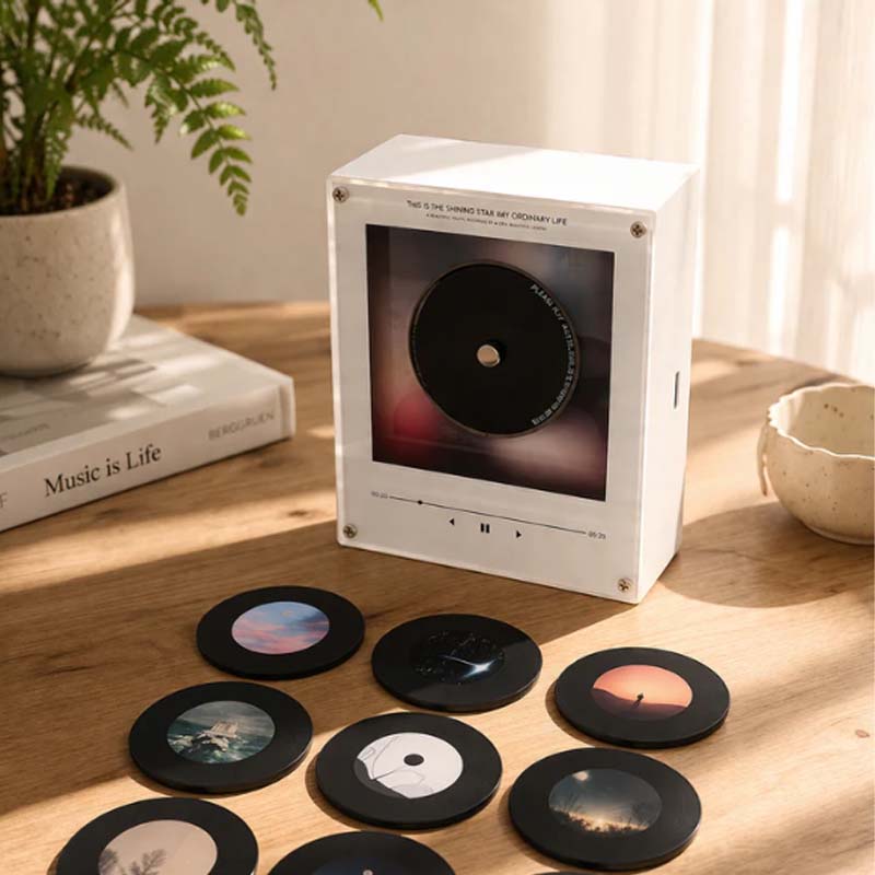 Magnetic NFC Music Player Night Light – Acrylic Smart Mini Vinyl Player with Auto Play, Ambient Glow & Custom Songs