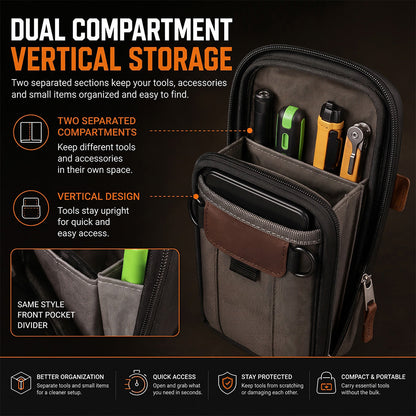 🔧 Compact Technician Tool Pouch with Phone Pocket & Dual-Layer Storage
