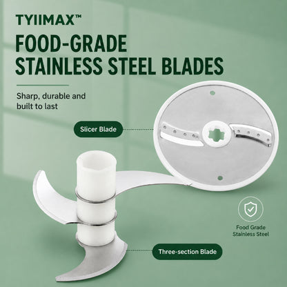 TYIIMAX™ 4-in-1 Rechargeable Food Chopper – 1200mAh Cordless Food Processor with 40W Motor, Slicer & Chopper Blades