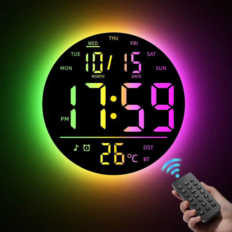 🌈 TYIIMAX™ 10' RGB Smart Wall Clock – Futuristic LED Digital Clock with Music Sync & Ambient Lights