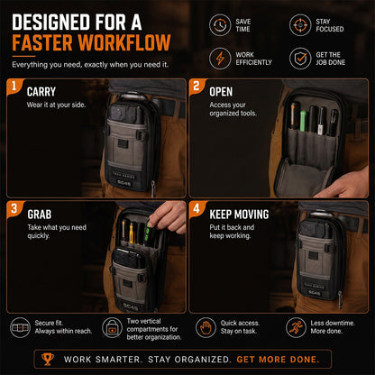 🔧 Compact Technician Tool Pouch with Phone Pocket & Dual-Layer Storage