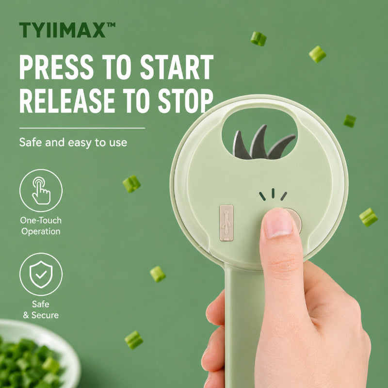 TYIIMAX™ 4-in-1 Rechargeable Food Chopper – 1200mAh Cordless Food Processor with 40W Motor, Slicer & Chopper Blades