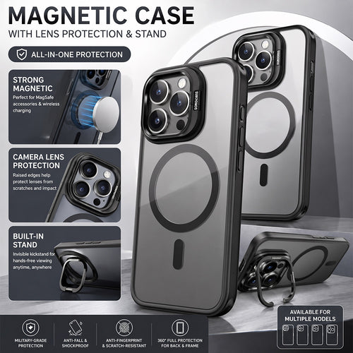 TYIIMAX™ Magnetic Phone Case with Camera Protection & Built-In Stand