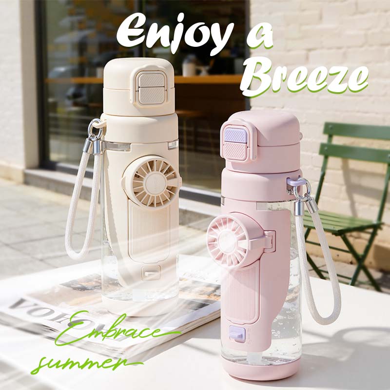 Portable 2-in-1 Water Bottle with Mini Fan – Stay Cool & Hydrated Anywhere