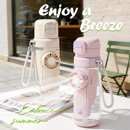 Portable 2-in-1 Water Bottle with Mini Fan – Stay Cool & Hydrated Anywhere