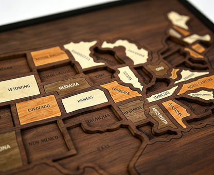 🔥🇺🇸 Wooden USA Travel Map Puzzle🧩A Stylish Way to Track Your Journey & Memories