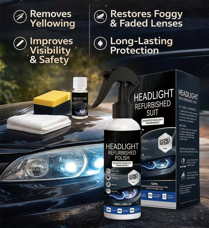 🚘Automotive Headlamp Restoration Fluid Kit – 💡Suitable for Yellowed or Foggy Lenses & Clear Surfaces | Essential for Home & Garage Use🏠