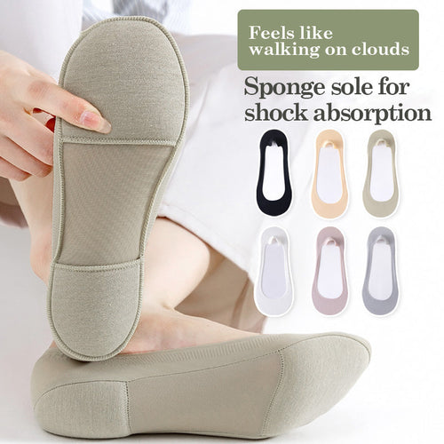 Women's Thickened Sponge-Soled Boat Socks - Sweat-Absorbent, Shock-Proof, Anti-Slip, and Invisible