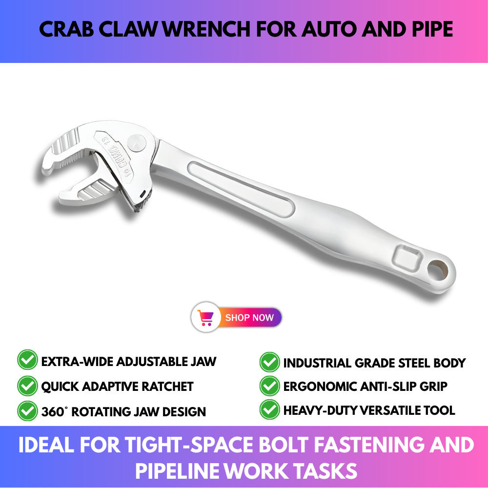 TyiiPlus Self-Setting Spanner - Heavy-Duty Adjustable Crab Claw Wrench