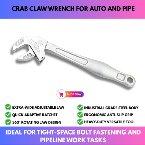 TyiiPlus Self-Setting Spanner - Heavy-Duty Adjustable Crab Claw Wrench