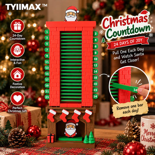 TYIIMAX™ Santa Christmas Countdown Advent Calendar – 24-Day Interactive Fireplace Countdown Decoration