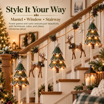 🎄Lighted Woodland Christmas Garland🦌