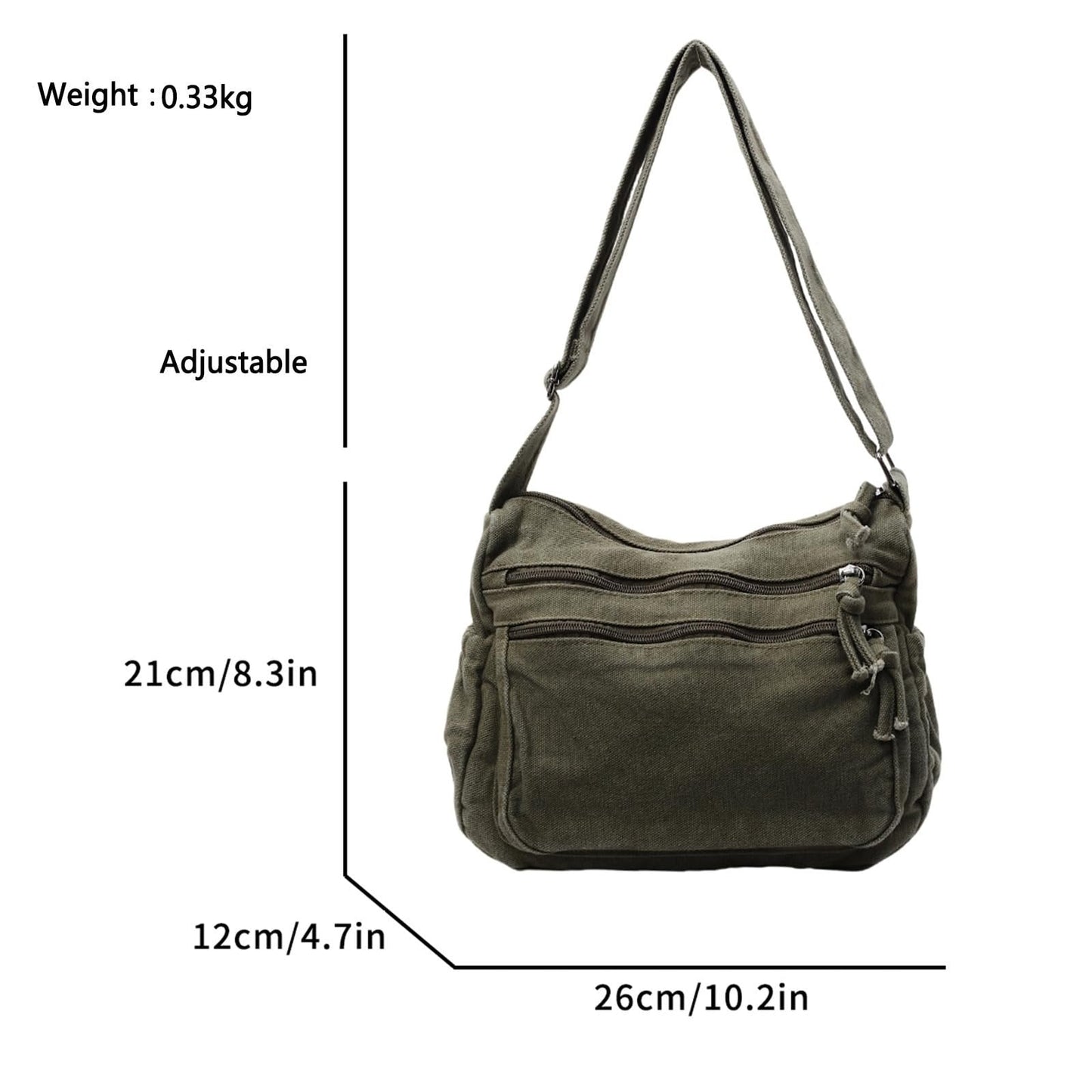 Multi-Pocket Canvas Crossbody Bag for Daily Travel