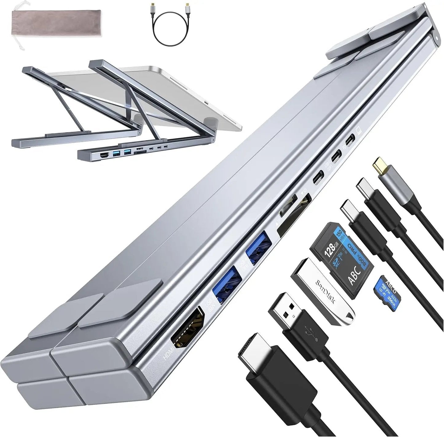 USB C Laptop Stand with Docking Station