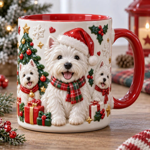 West Highland Terrier Christmas 3D Effect Printed Accent Mug