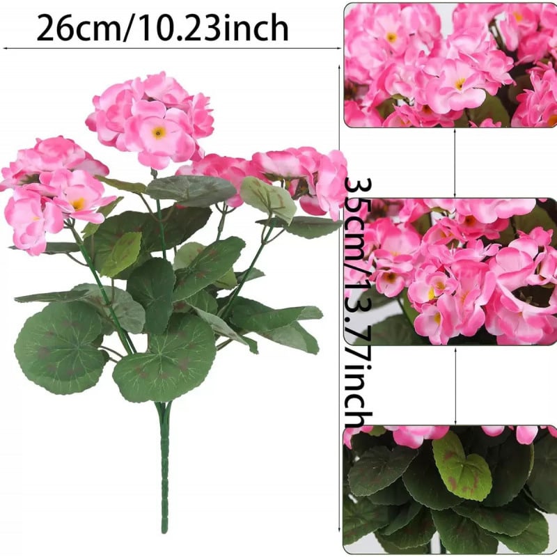 UV Resistant Artificial Geraniums – Outdoor Red Faux Flowers for Patio, Garden & Home Decor