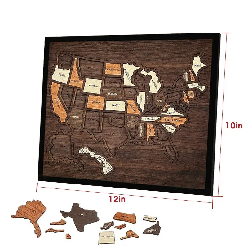 🔥🇺🇸 Wooden USA Travel Map Puzzle🧩A Stylish Way to Track Your Journey & Memories