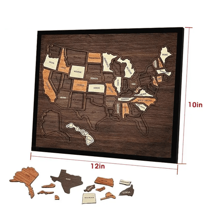 🔥🇺🇸 Wooden USA Travel Map Puzzle🧩A Stylish Way to Track Your Journey & Memories