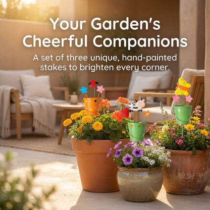 🔥Set of 3 Metal Flower Pot Garden Stakes