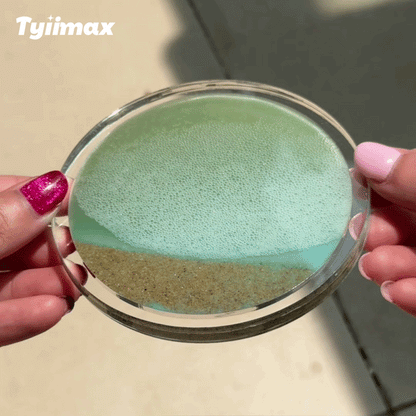 Handmade Ocean Wave Flow Art Coaster – Coastal Resin Beach Drink Coaster