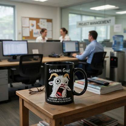 Funny Scream Goat Mug – “I’m Not Yelling, I’m Passionate About Coffee” Ceramic Coffee Cup