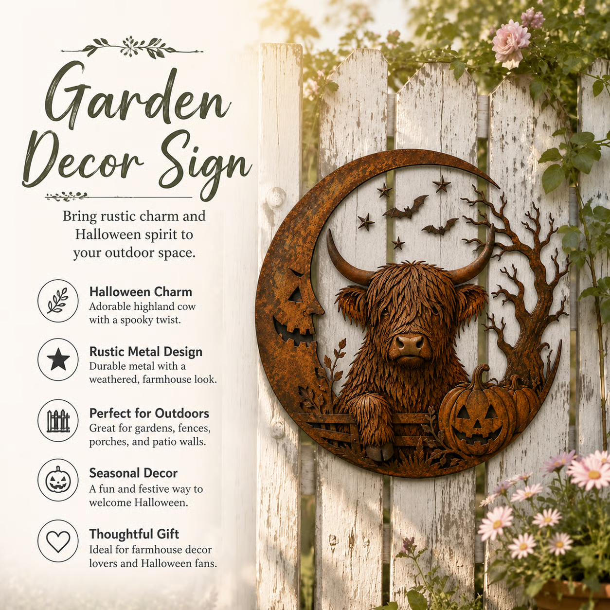 🎃🐮Halloween Highland Cow Wall Decor