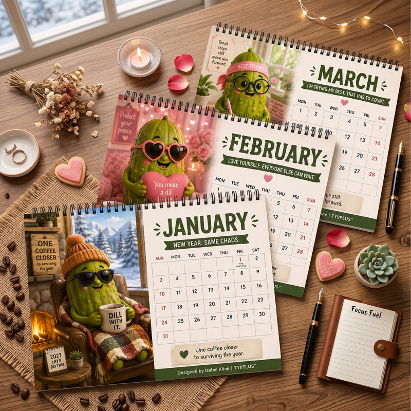 Big Dill™ 2027 Funny Pickle Desk Calendar | Original Artwork by Isabel Kline | TYIIMAX™