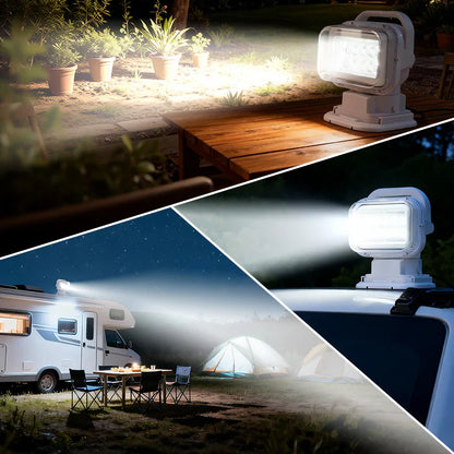 50W Remote Control 360° Rotating LED Searchlight