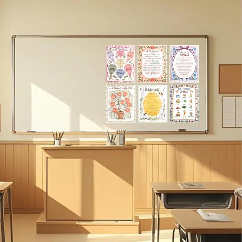 Bible Posters for Kids Classroom Set – 15 Christian Learning Posters