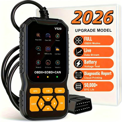 TYIIMAX™ V520 OBD2 Scanner Car Diagnostic Tool, Code Reader with Live Data Stream, Battery Voltage Test & I/M Readiness for All OBDII Vehicles