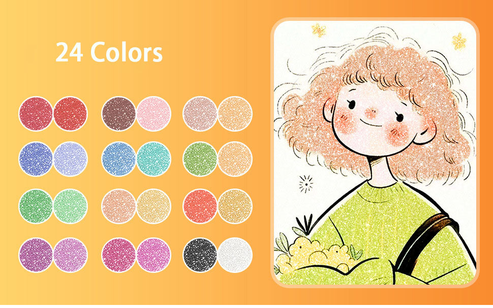 🎨Glitter Effect Brush Markers🥇✨: Create Sparkling Art Smoothly 🥳(🌈24-96 Colors | Smooth No Clog | No Bleed Through📝)