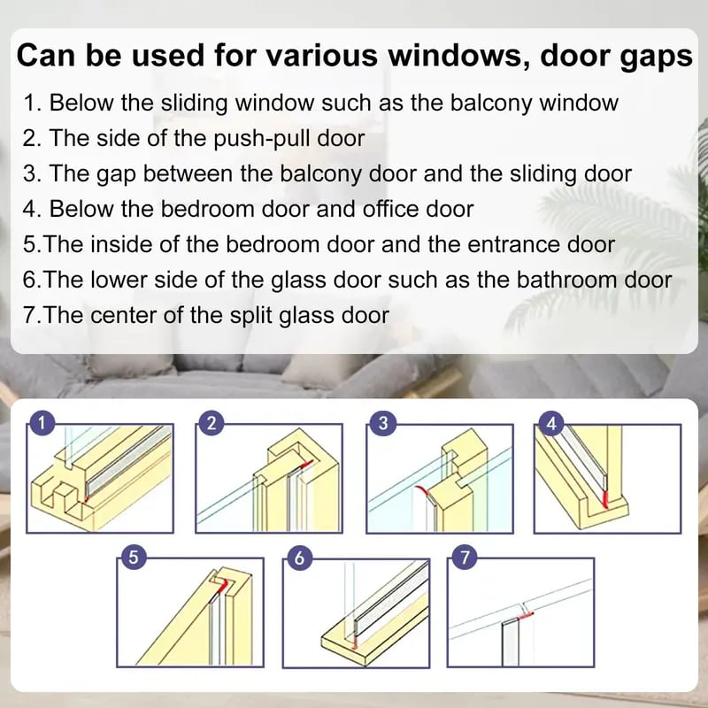 Door Weather Stripping | Adhesive Draft Stopper Seal Strip for Doors, Windows & Shower Doors