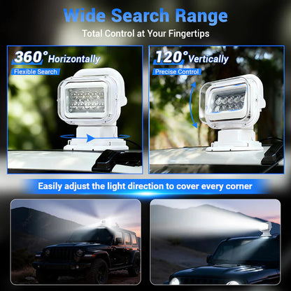 50W Remote Control 360° Rotating LED Searchlight