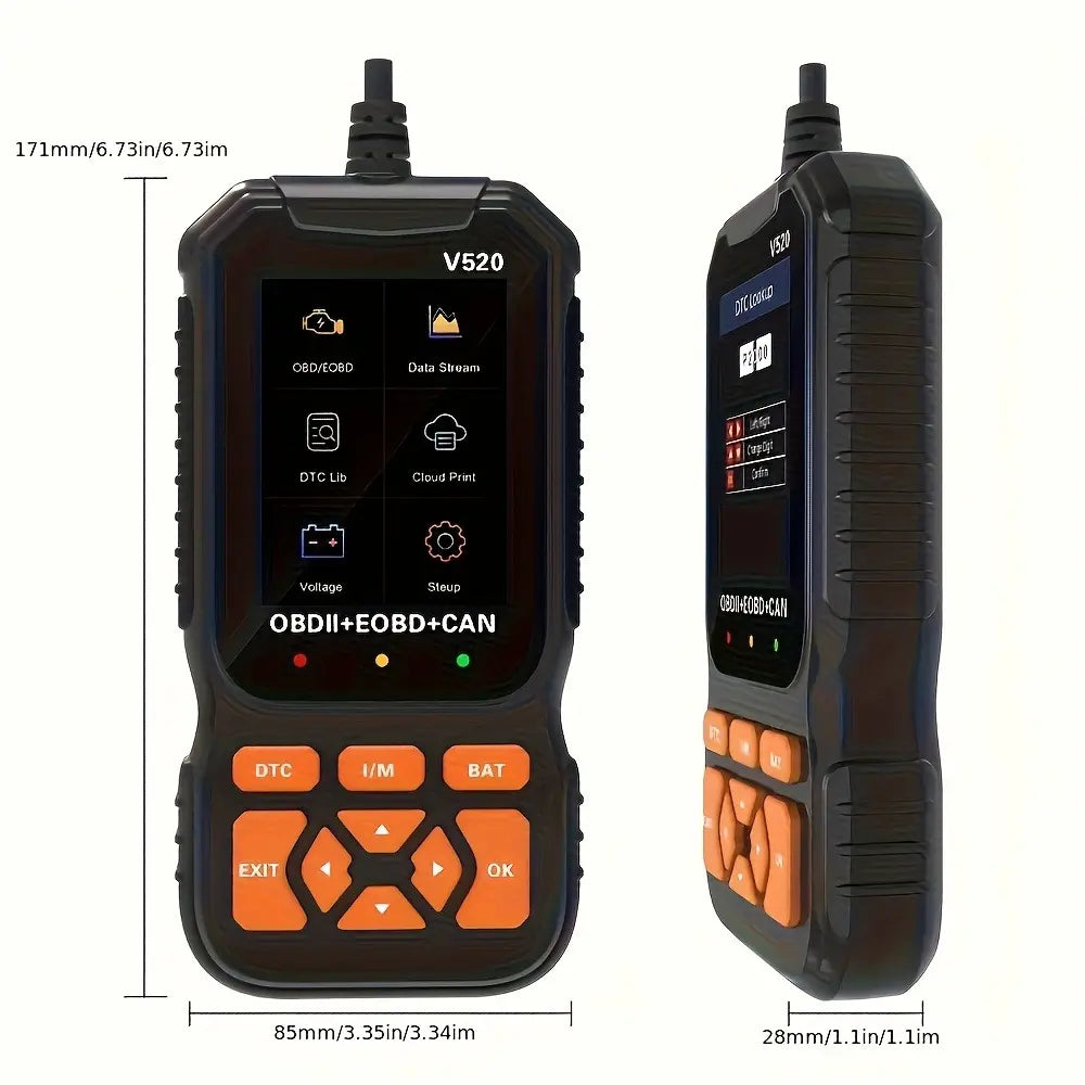 TYIIMAX™ V520 OBD2 Scanner Car Diagnostic Tool, Code Reader with Live Data Stream, Battery Voltage Test & I/M Readiness for All OBDII Vehicles