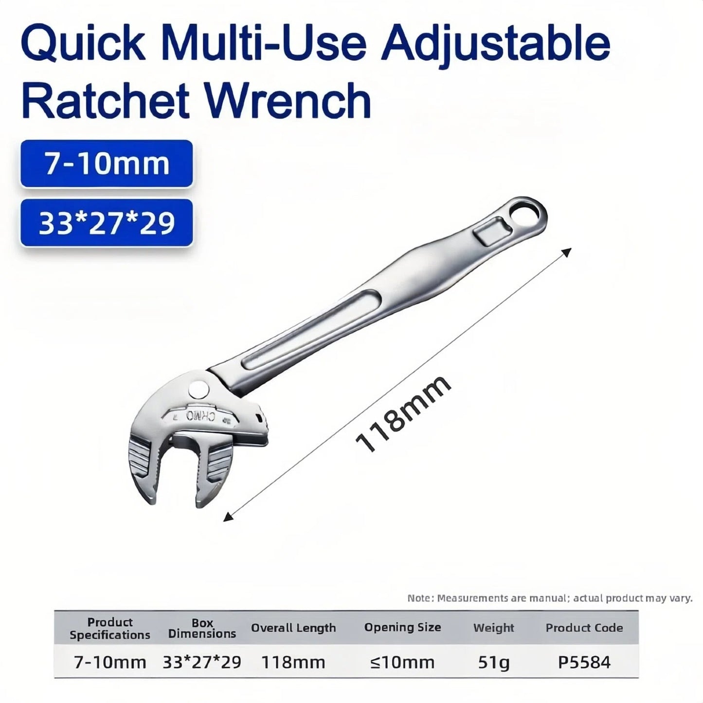 TyiiPlus Self-Setting Spanner - Heavy-Duty Adjustable Crab Claw Wrench