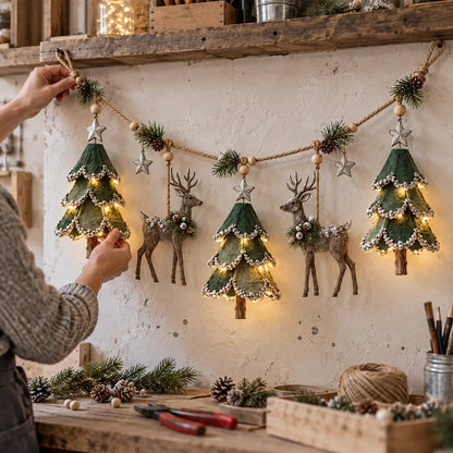 🎄Lighted Woodland Christmas Garland🦌